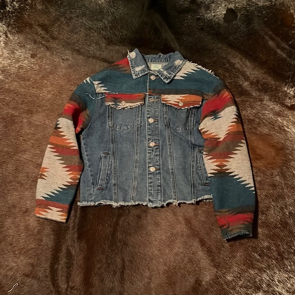 Denim Aztec Shacket - Picture 1 of 6